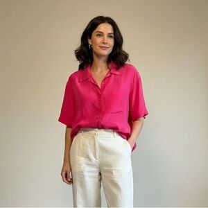 Daniel Hechter 100% Silk Button-Down Top | Size Medium